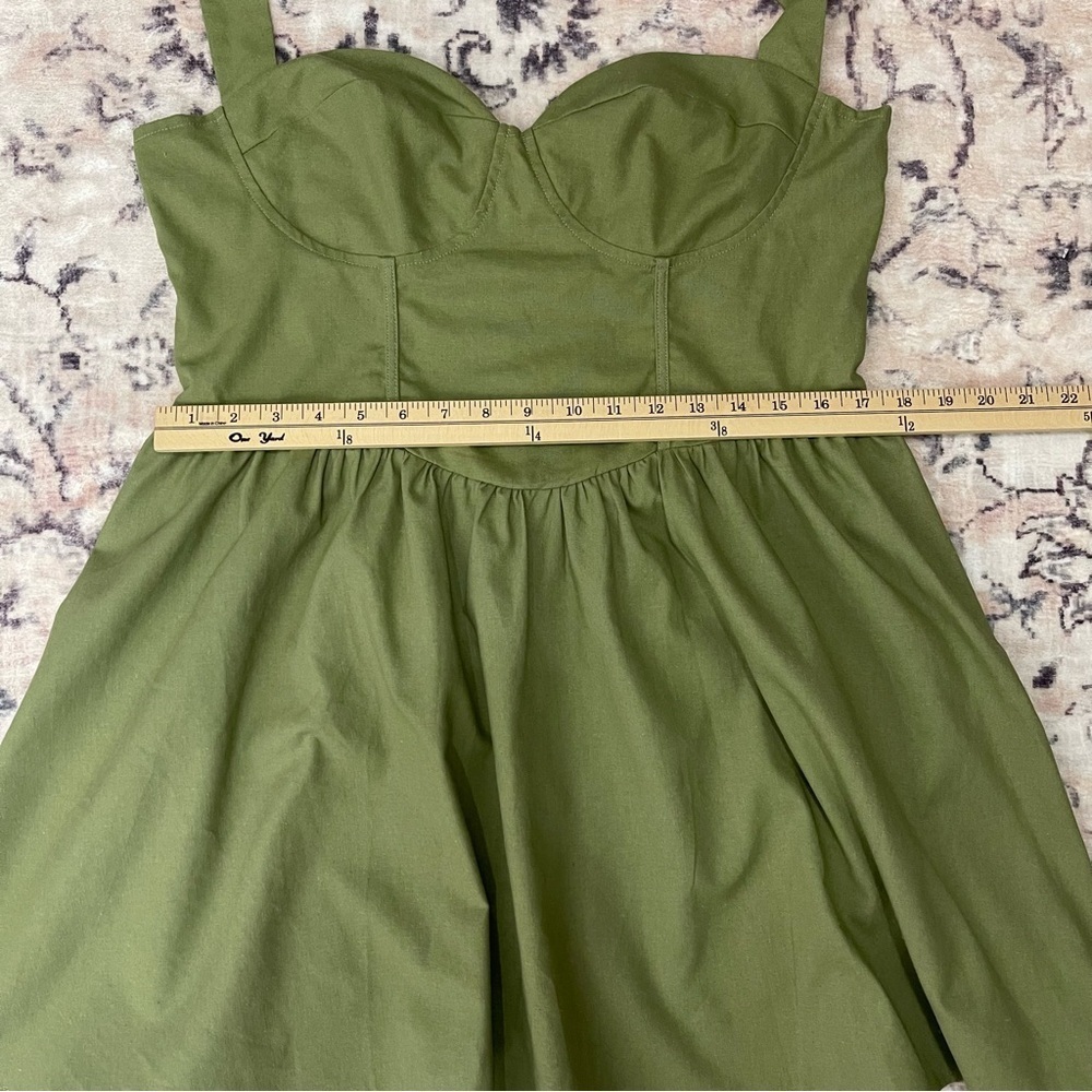 Princess Polly Lyle halter neck corset detail mini skater dress in olive Size 12 - Picture 9 of 11